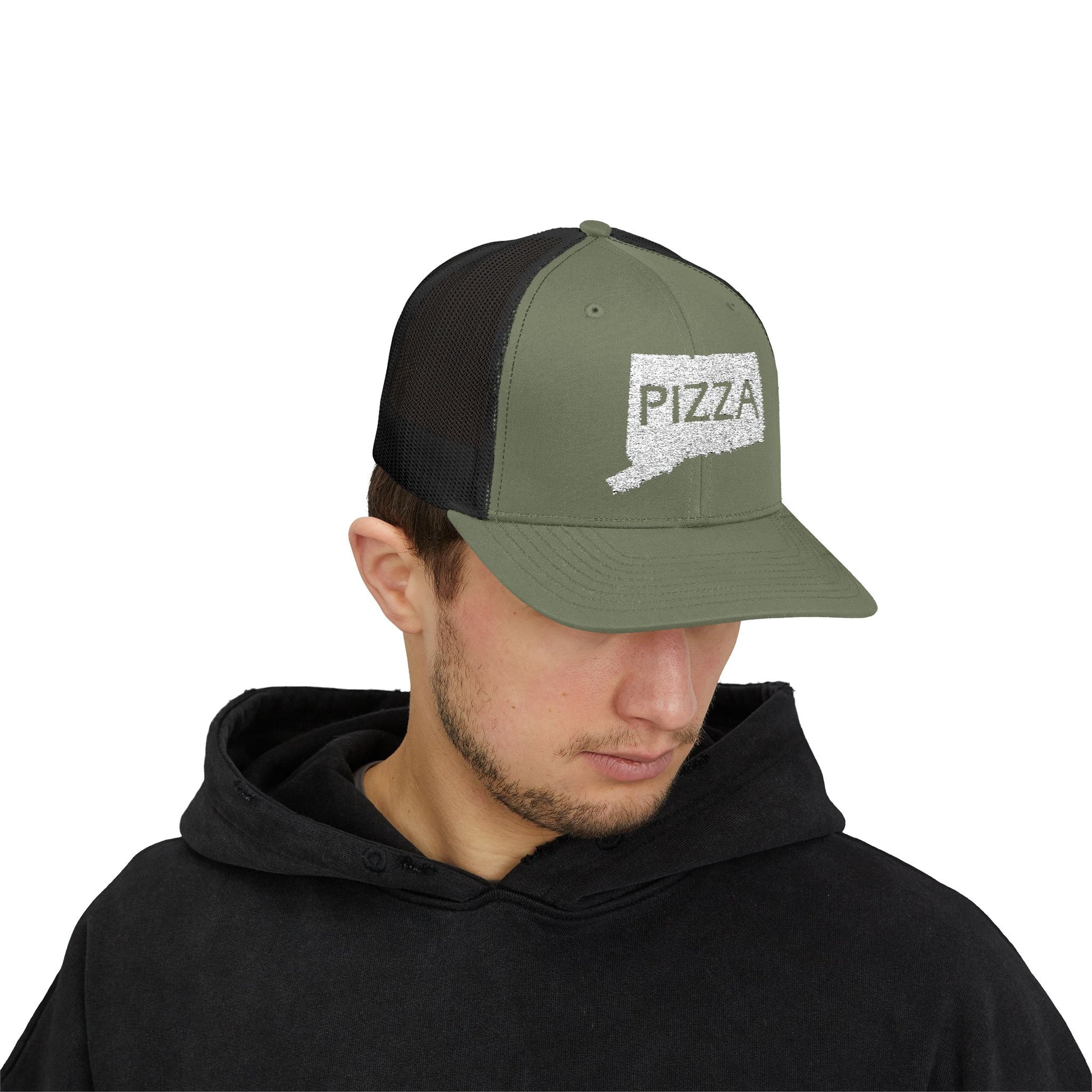 Connecticut Pizza State Snapback Trucker Cap, Hat for Pizza Lovers, Adjustable Baseball Cap, Foodie Gift, State Pride Clothing