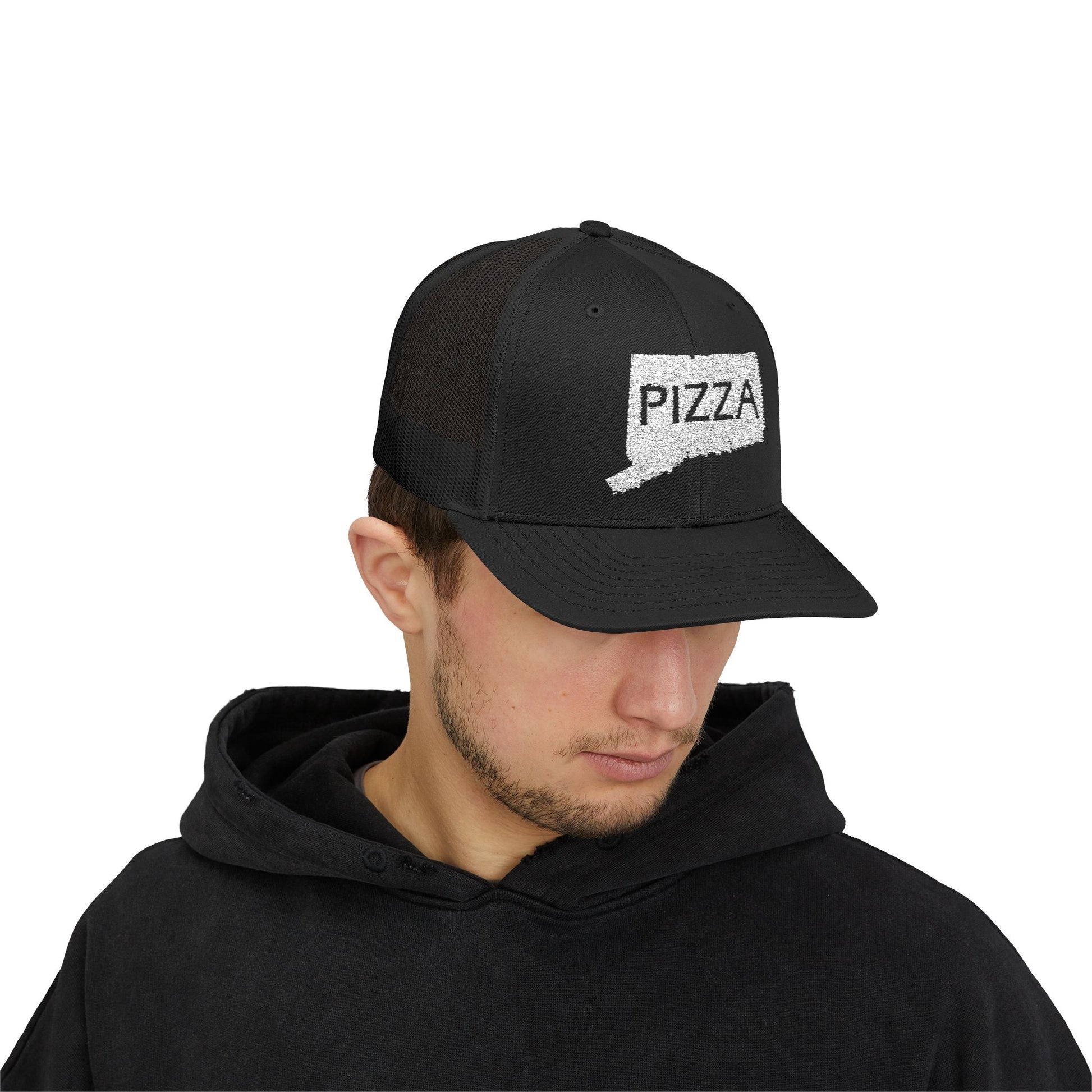 Connecticut Pizza State Snapback Trucker Cap, Hat for Pizza Lovers, Adjustable Baseball Cap, Foodie Gift, State Pride Clothing