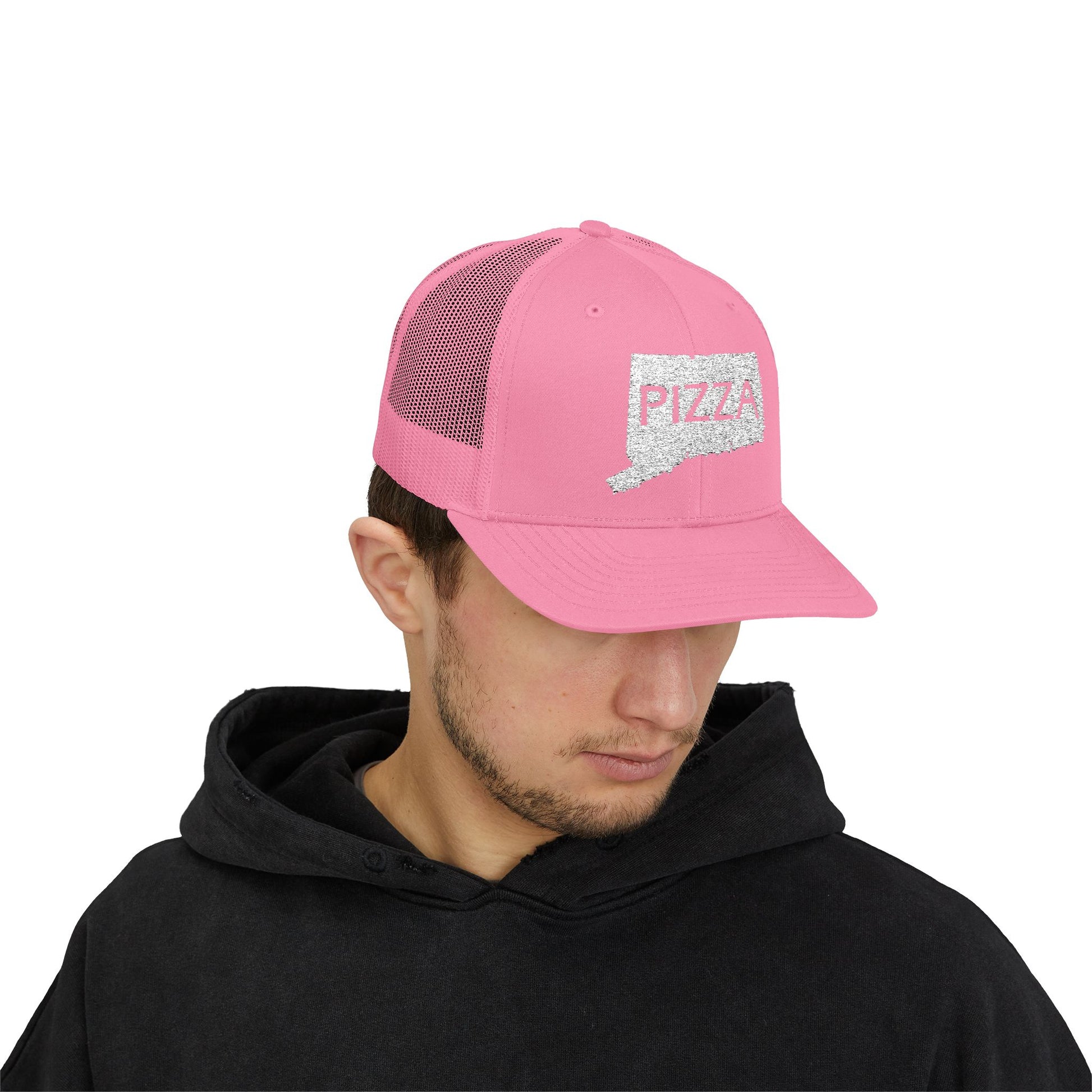 Connecticut Pizza State Snapback Trucker Cap, Hat for Pizza Lovers, Adjustable Baseball Cap, Foodie Gift, State Pride Clothing