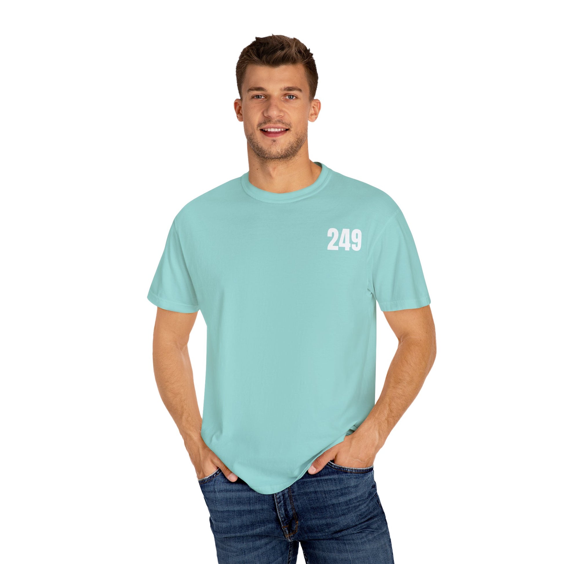 USA 249 Year Unisex Garment-Dyed T-shirt, Patriotic Tee, America Birthday Shirt, Red White Blue, Independence Day Top