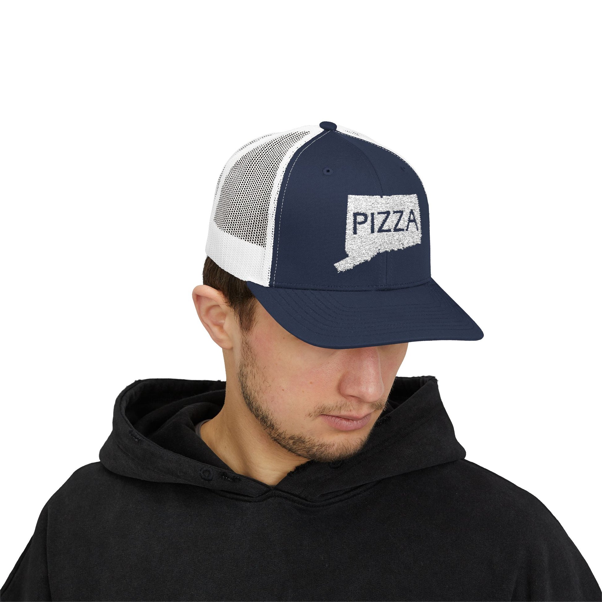 Connecticut Pizza State Snapback Trucker Cap, Hat for Pizza Lovers, Adjustable Baseball Cap, Foodie Gift, State Pride Clothing