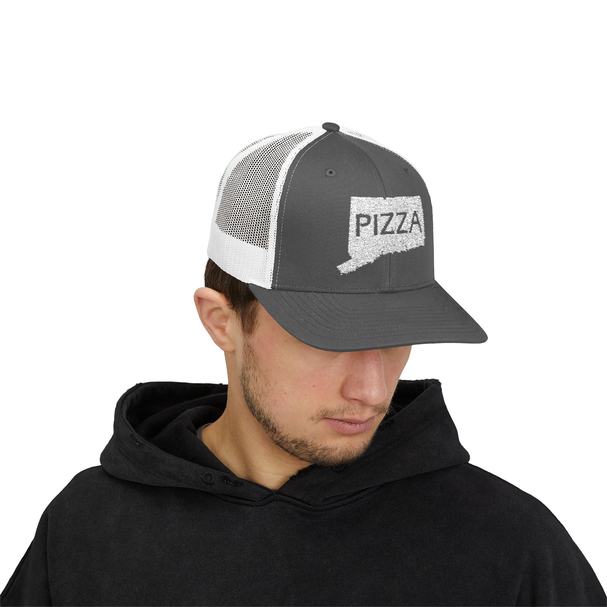 Connecticut Pizza State Snapback Trucker Cap, Hat for Pizza Lovers, Adjustable Baseball Cap, Foodie Gift, State Pride Clothing