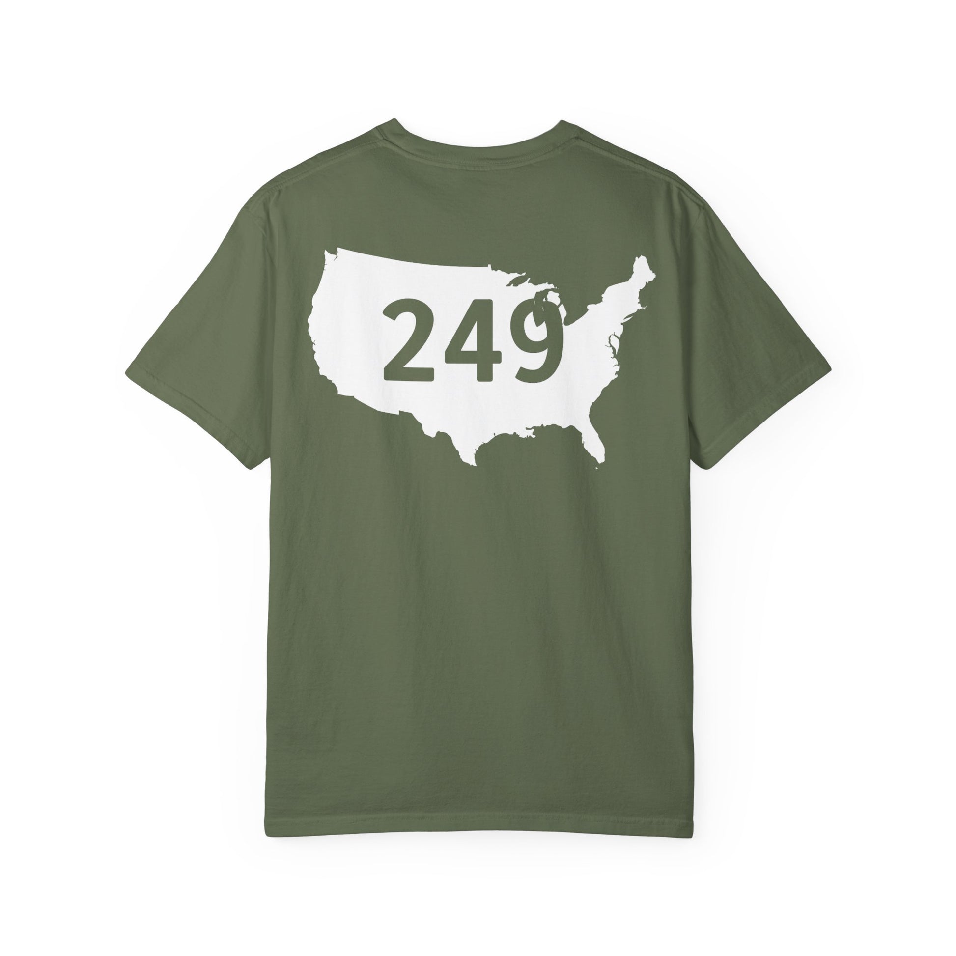 USA 249 Year Unisex Garment-Dyed T-shirt, Patriotic Tee, America Birthday Shirt, Red White Blue, Independence Day Top