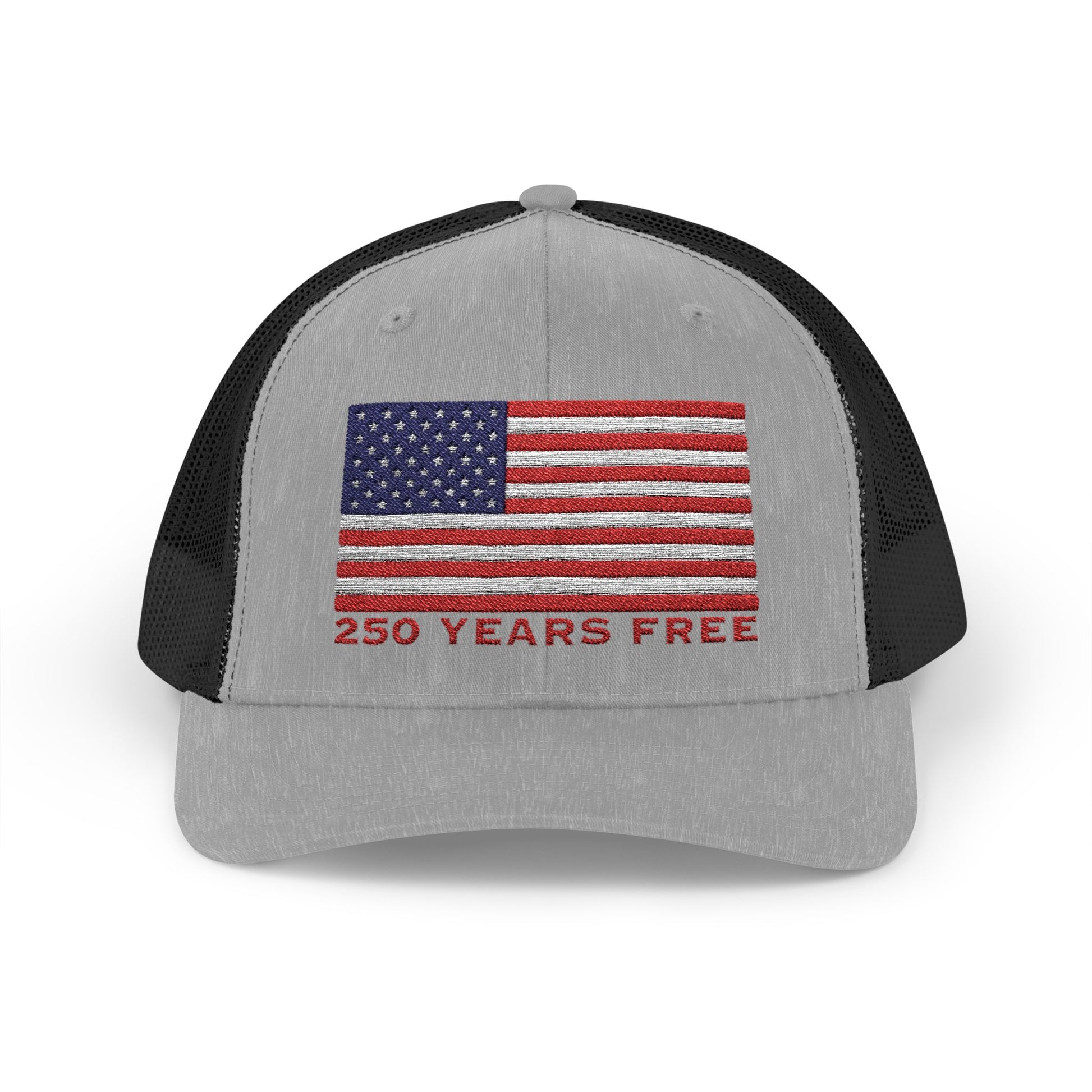 250 USA Patriotic Snapback Trucker Cap | American Flag Hat for Summer, 4th of July, BBQs, Outdoors | USA Stars and Stripes Design