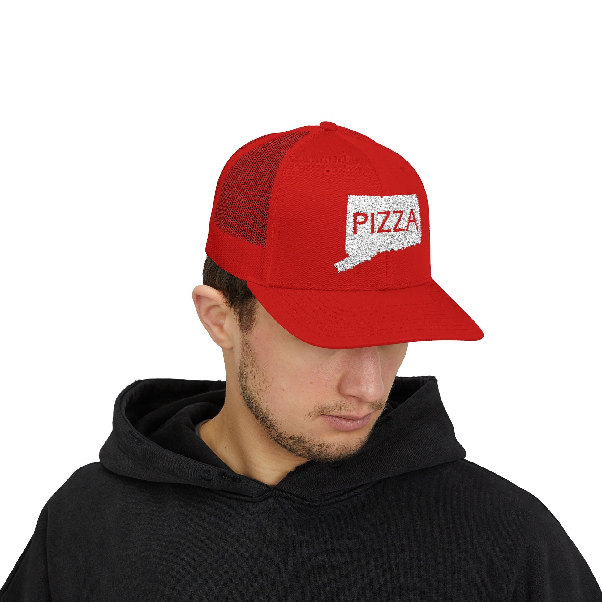 Connecticut Pizza State Snapback Trucker Cap, Hat for Pizza Lovers, Adjustable Baseball Cap, Foodie Gift, State Pride Clothing