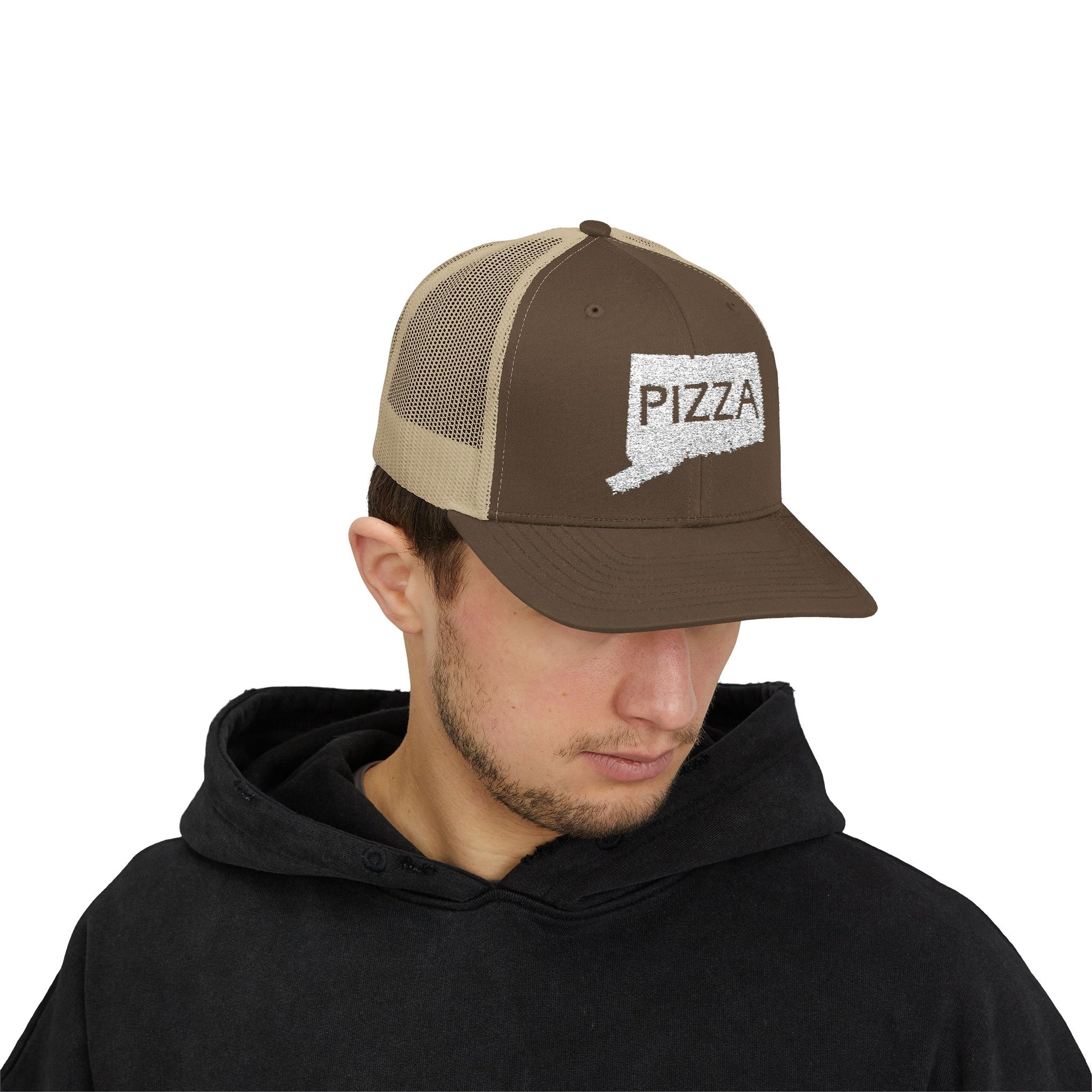 Connecticut Pizza State Snapback Trucker Cap, Hat for Pizza Lovers, Adjustable Baseball Cap, Foodie Gift, State Pride Clothing