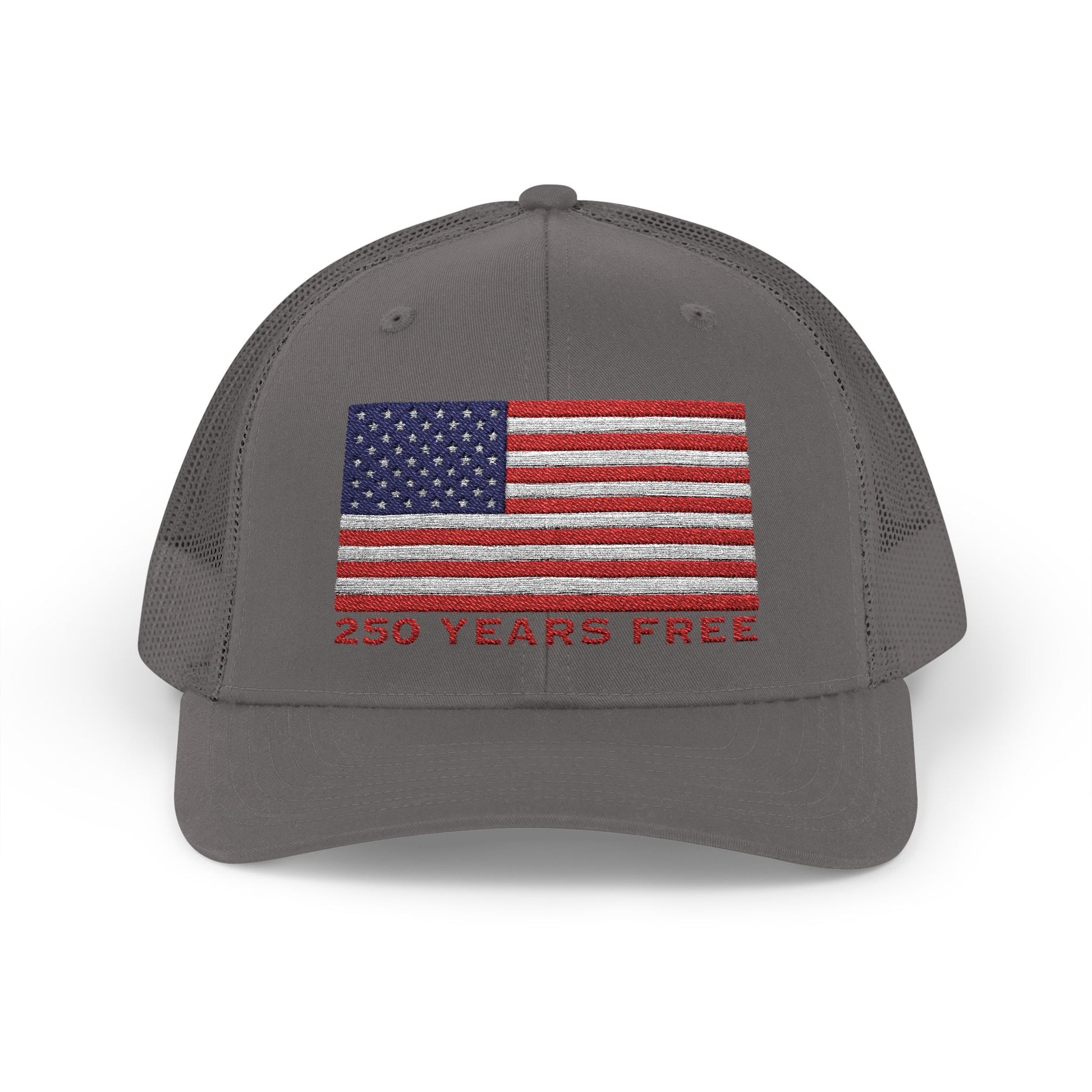 250 USA Patriotic Snapback Trucker Cap | American Flag Hat for Summer, 4th of July, BBQs, Outdoors | USA Stars and Stripes Design