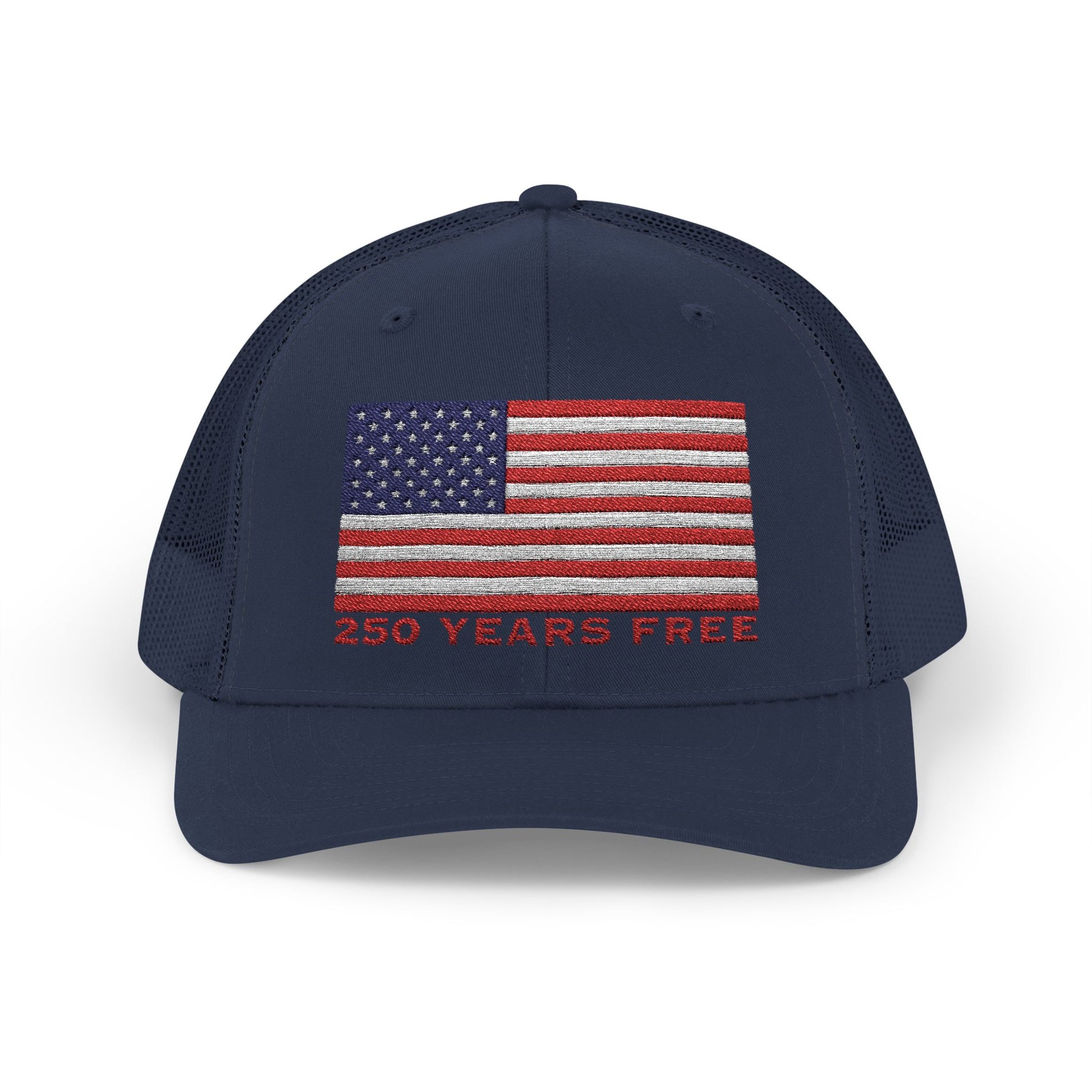 250 USA Patriotic Snapback Trucker Cap | American Flag Hat for Summer, 4th of July, BBQs, Outdoors | USA Stars and Stripes Design