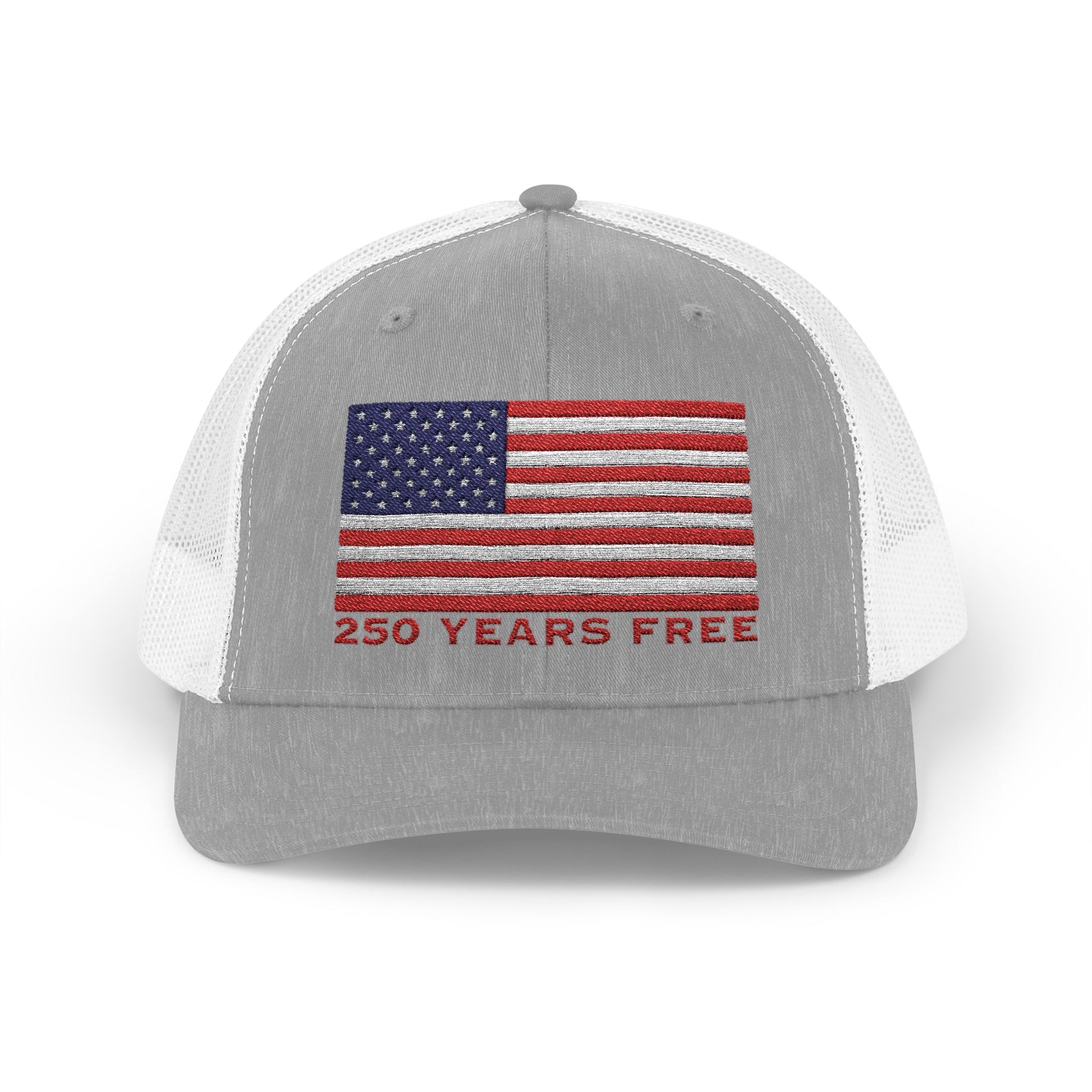 250 USA Patriotic Snapback Trucker Cap | American Flag Hat for Summer, 4th of July, BBQs, Outdoors | USA Stars and Stripes Design