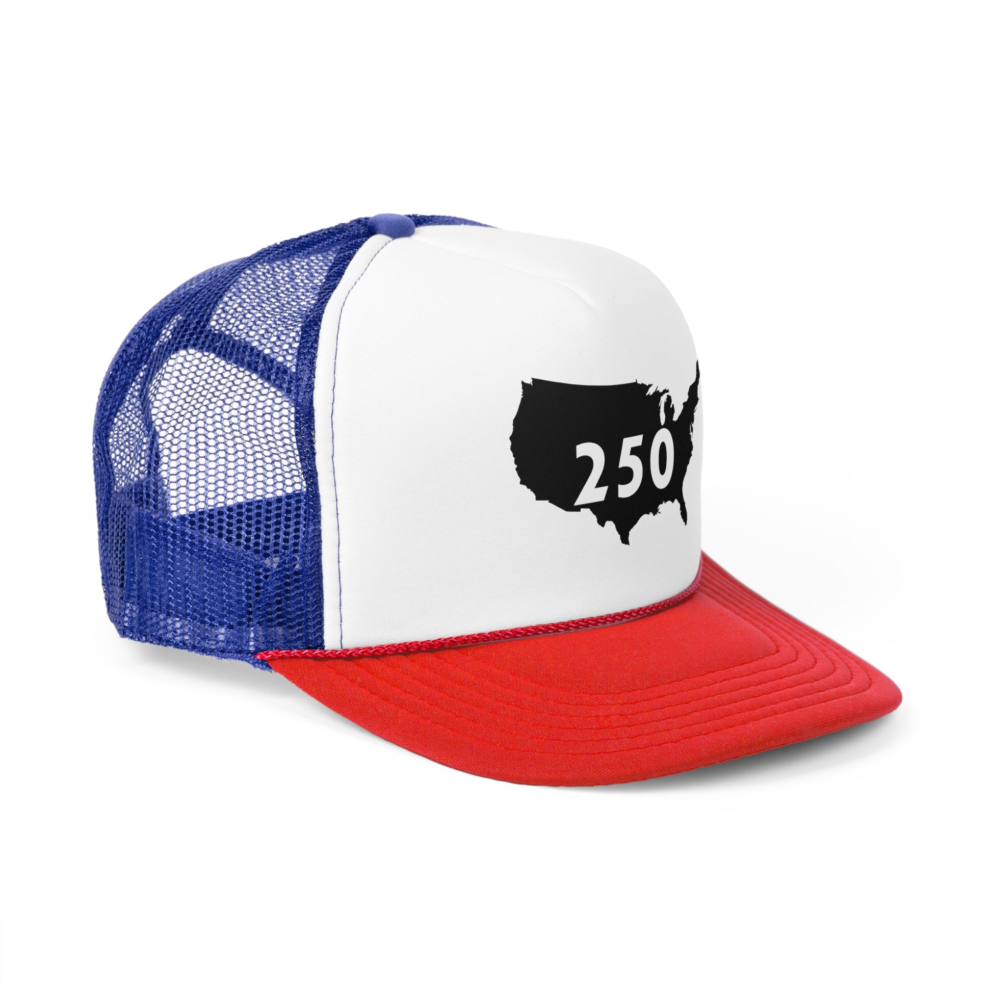 USA 250 Trucker Cap | Vintage Outdoor Hat, Gift for Road Trips, Casual Wear, Summer Fashion, Adventure Gear