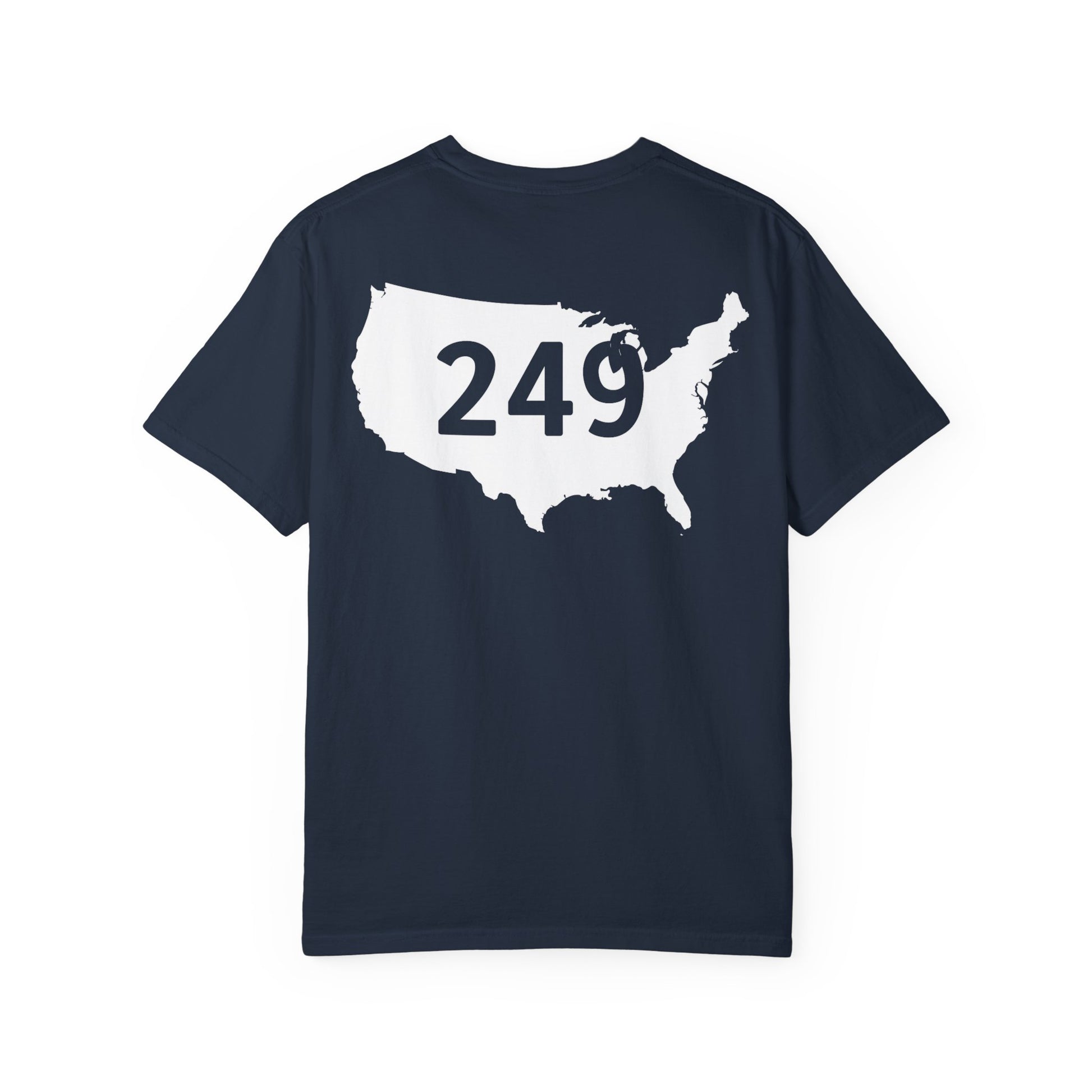 USA 249 Year Unisex Garment-Dyed T-shirt, Patriotic Tee, America Birthday Shirt, Red White Blue, Independence Day Top