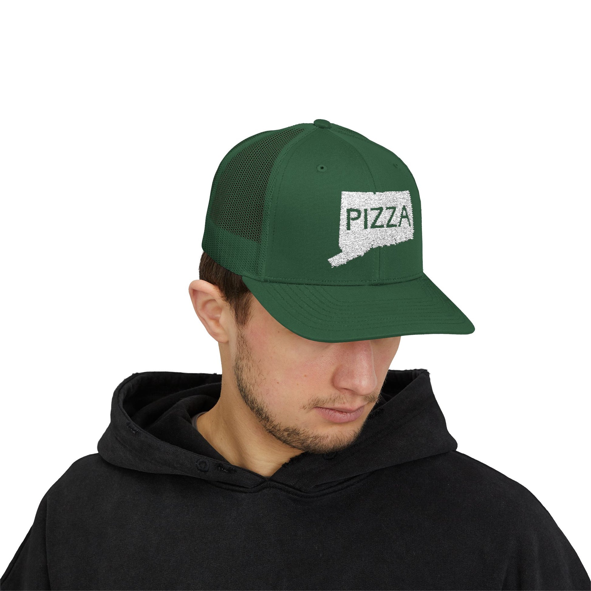Connecticut Pizza State Snapback Trucker Cap, Hat for Pizza Lovers, Adjustable Baseball Cap, Foodie Gift, State Pride Clothing