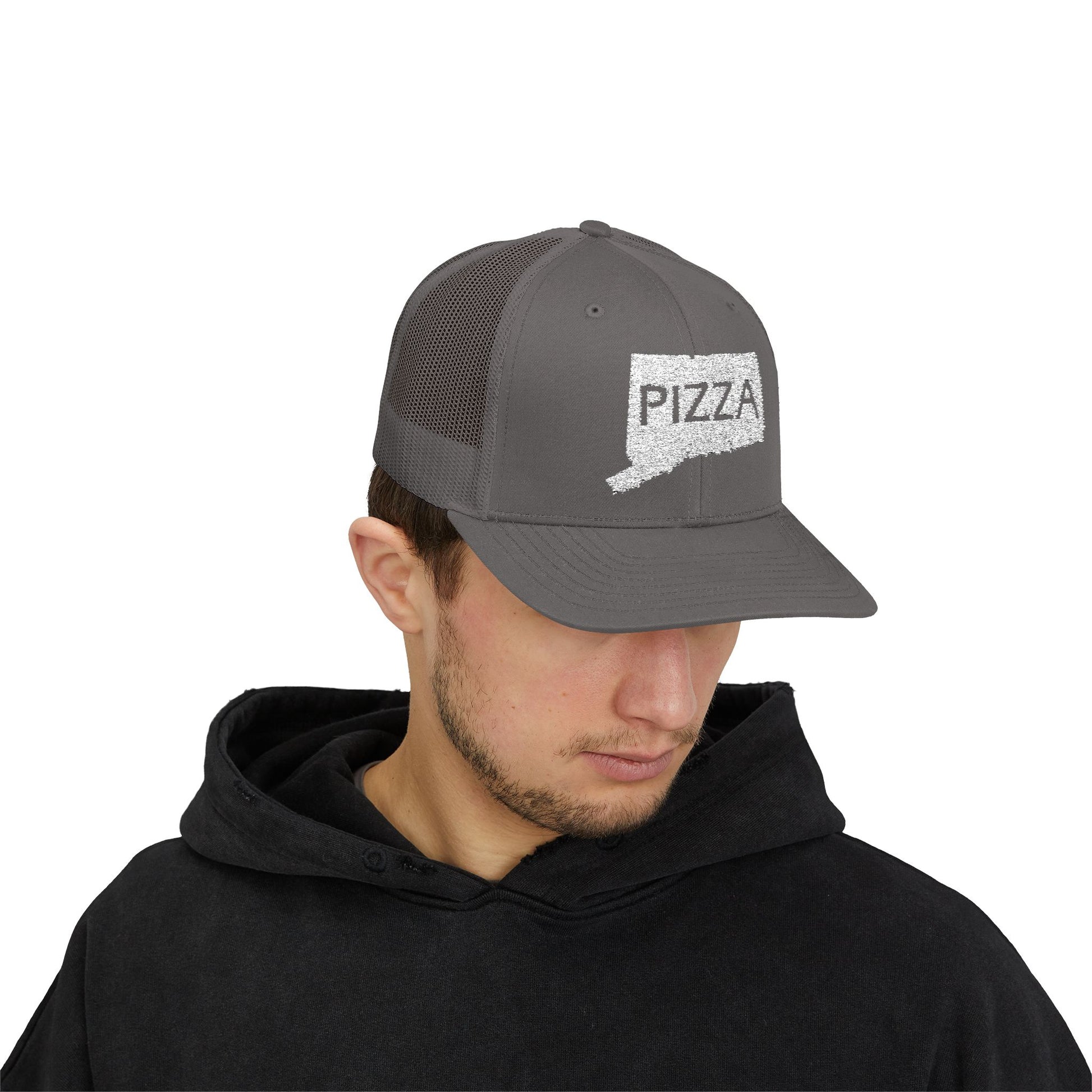 Connecticut Pizza State Snapback Trucker Cap, Hat for Pizza Lovers, Adjustable Baseball Cap, Foodie Gift, State Pride Clothing