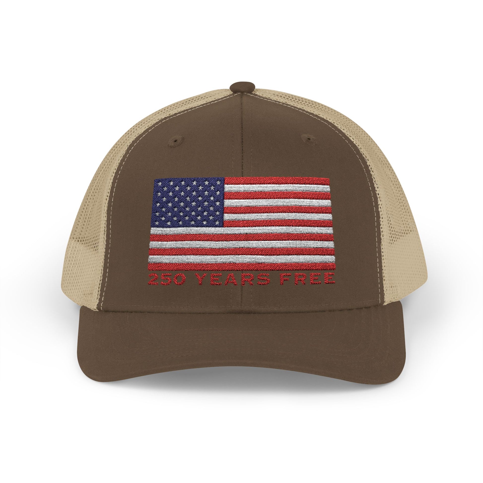 250 USA Patriotic Snapback Trucker Cap | American Flag Hat for Summer, 4th of July, BBQs, Outdoors | USA Stars and Stripes Design