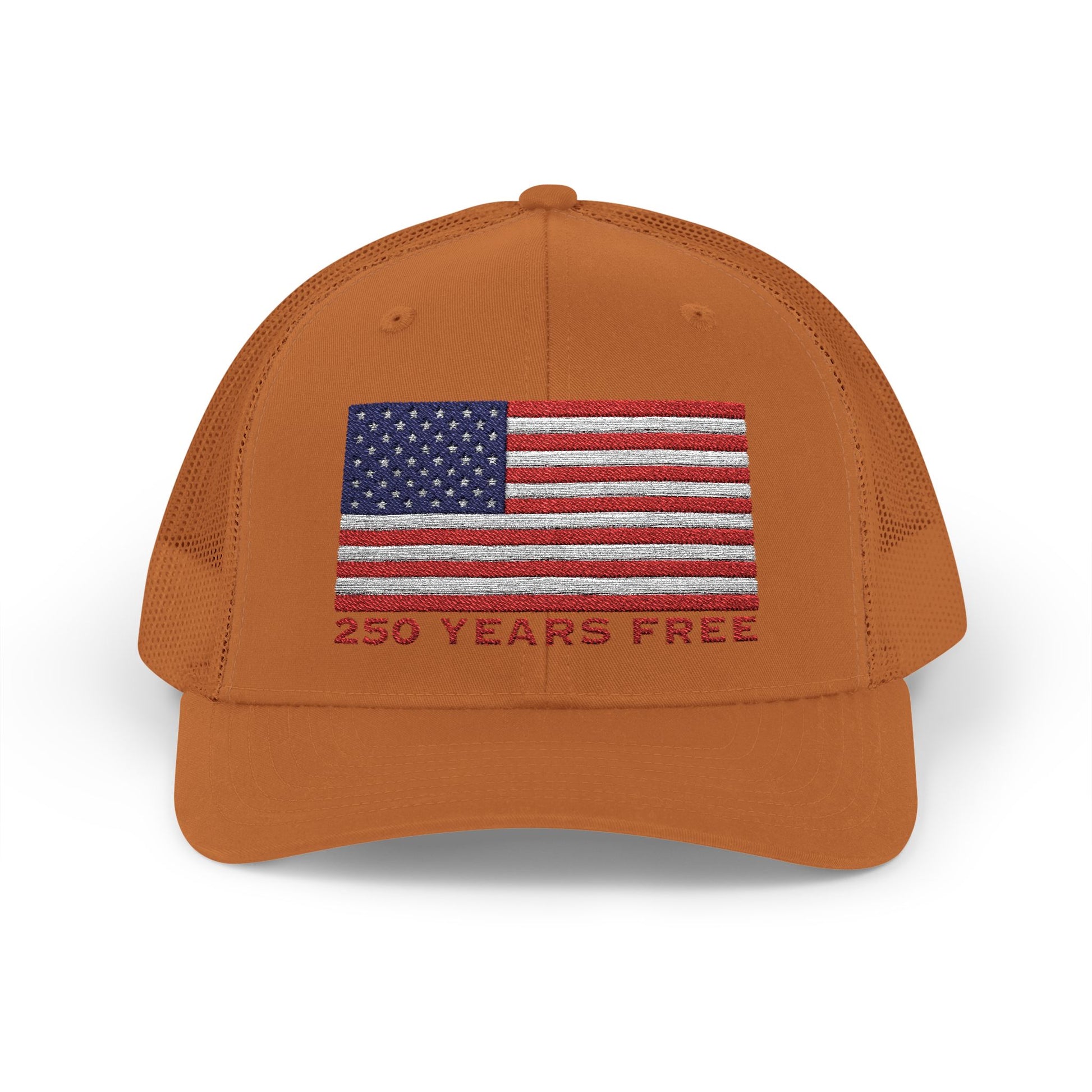 250 USA Patriotic Snapback Trucker Cap | American Flag Hat for Summer, 4th of July, BBQs, Outdoors | USA Stars and Stripes Design