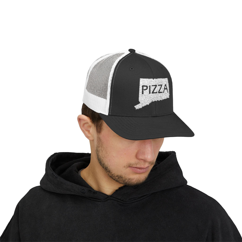 Connecticut Pizza State Snapback Trucker Cap, Hat for Pizza Lovers, Adjustable Baseball Cap, Foodie Gift, State Pride Clothing