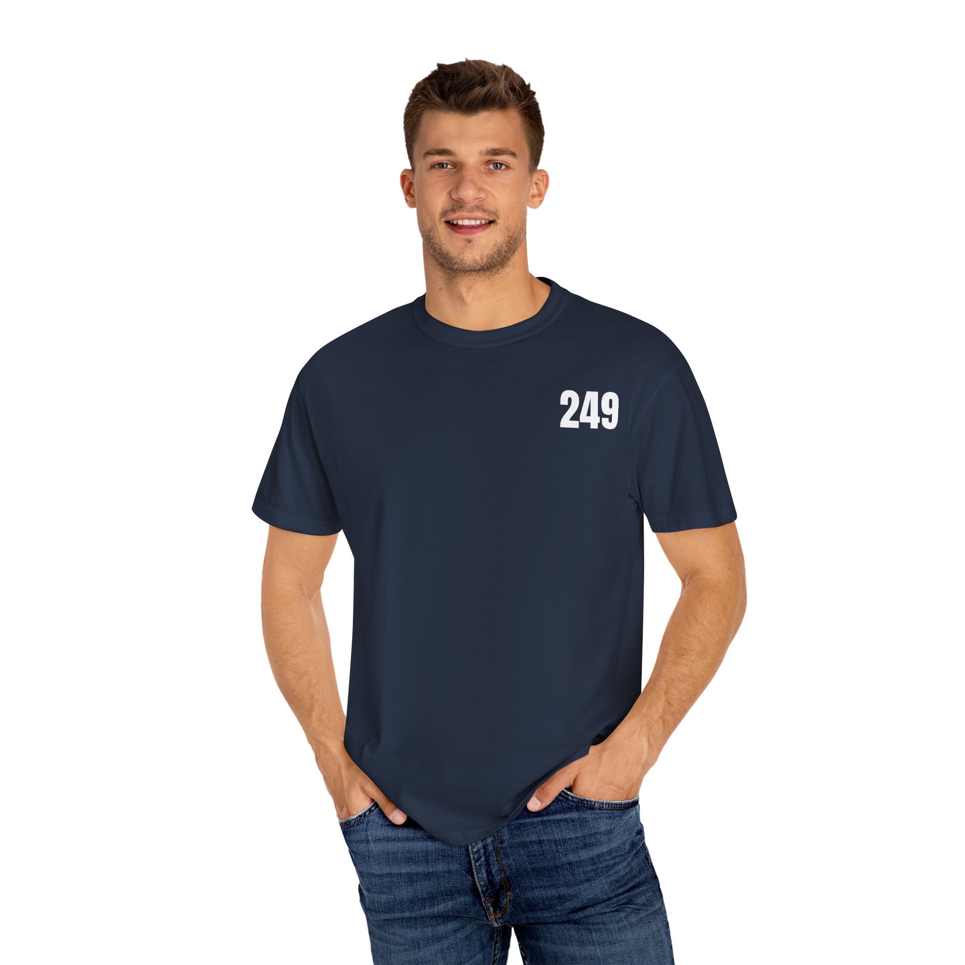 USA 249 Year Unisex Garment-Dyed T-shirt, Patriotic Tee, America Birthday Shirt, Red White Blue, Independence Day Top