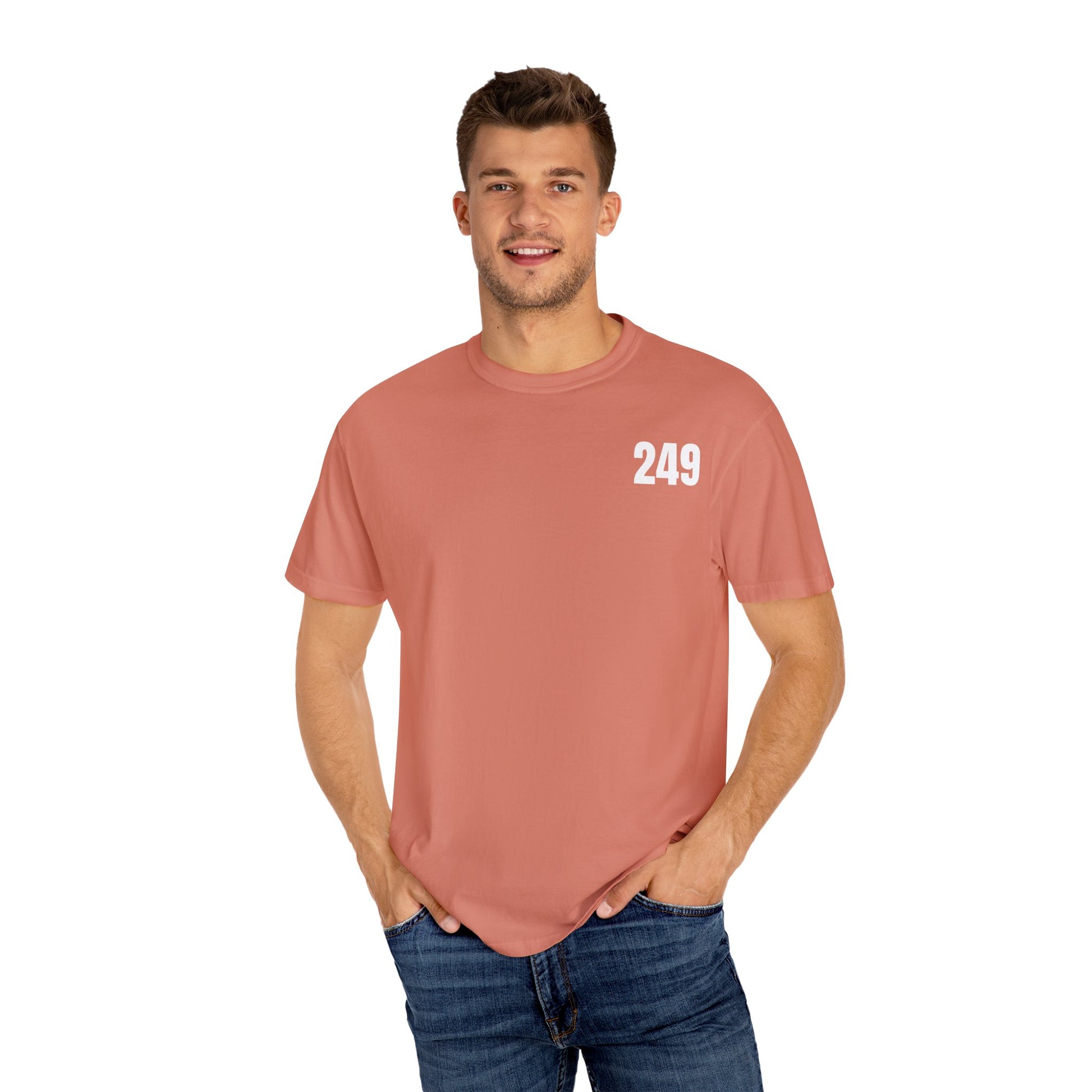 USA 249 Year Unisex Garment-Dyed T-shirt, Patriotic Tee, America Birthday Shirt, Red White Blue, Independence Day Top
