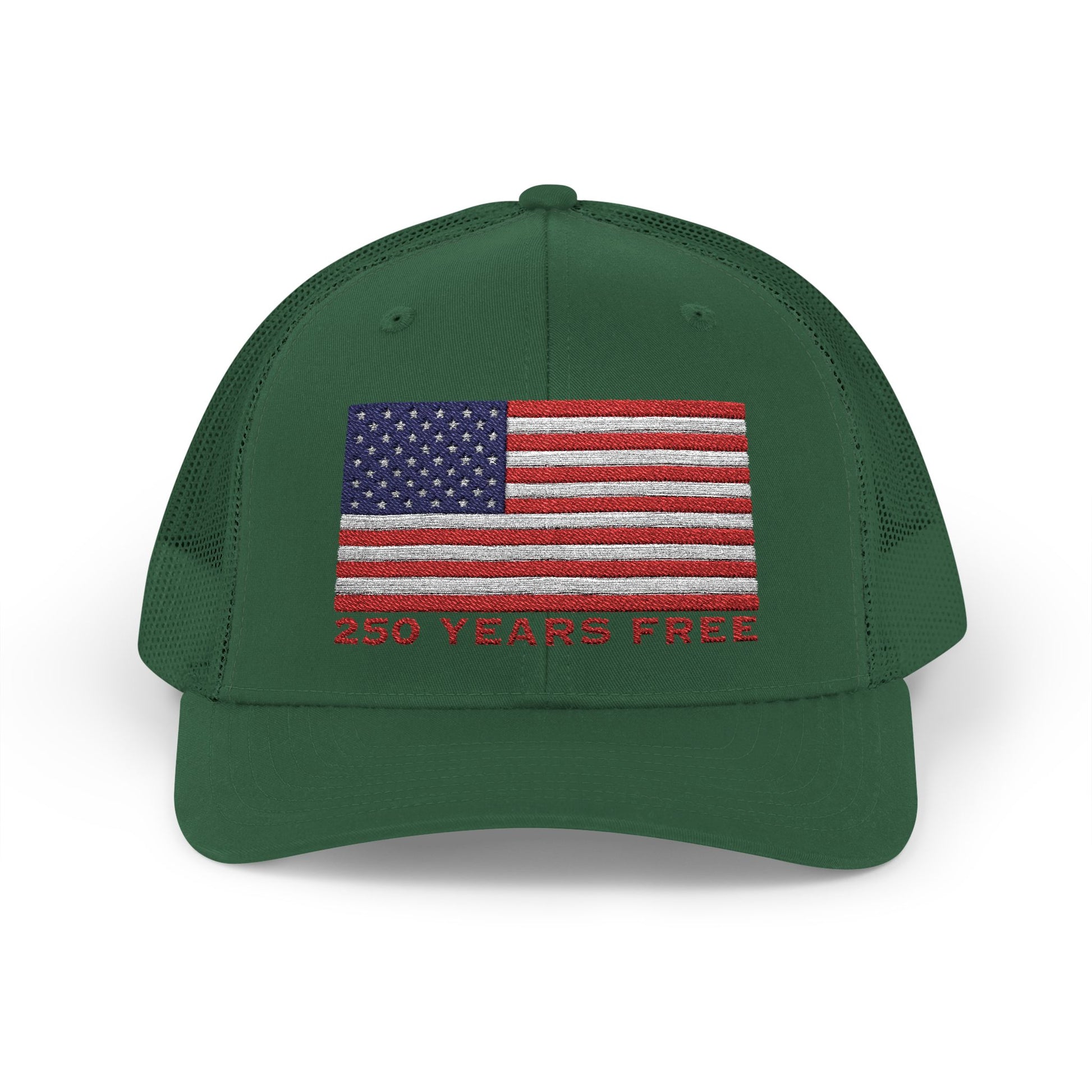 250 USA Patriotic Snapback Trucker Cap | American Flag Hat for Summer, 4th of July, BBQs, Outdoors | USA Stars and Stripes Design