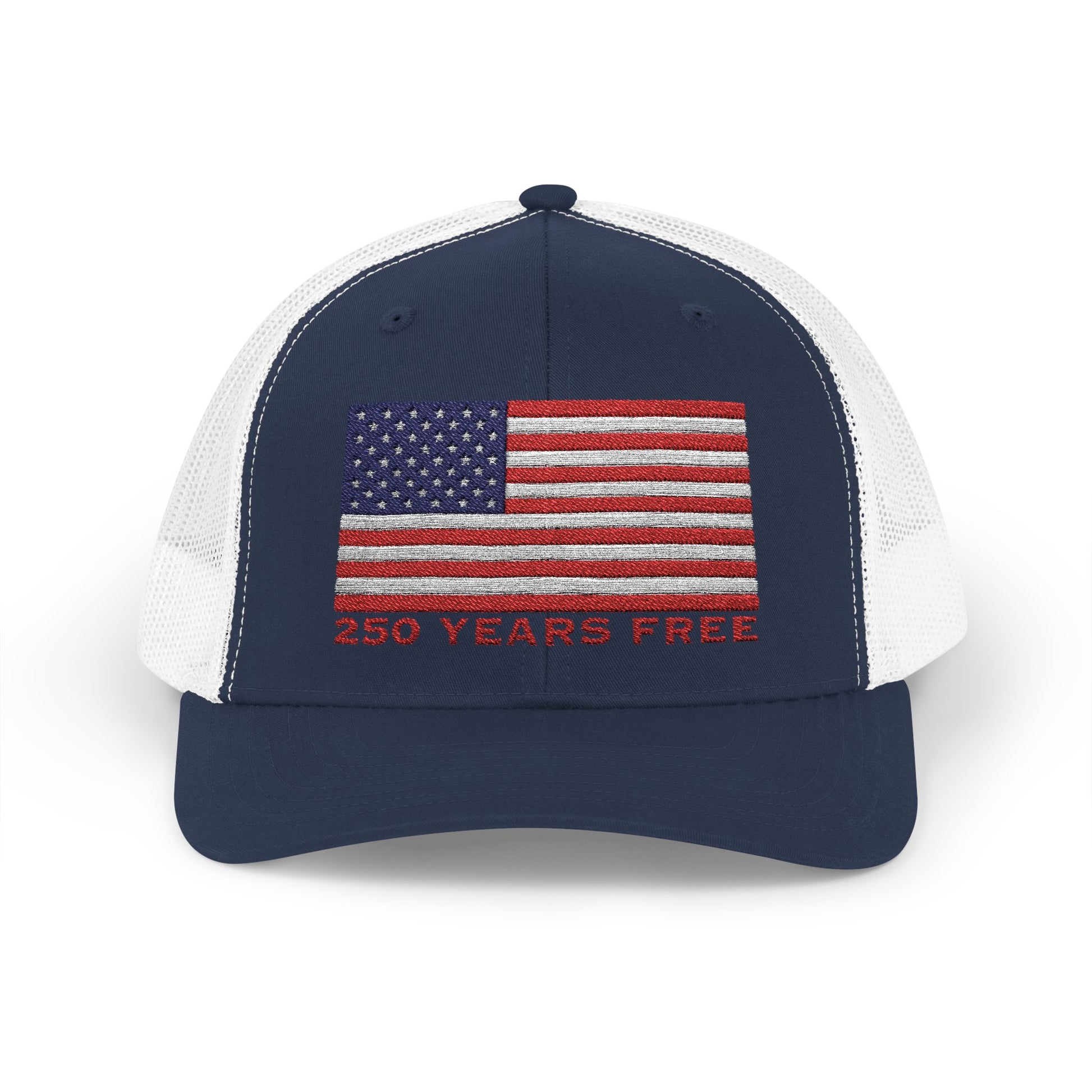 250 USA Patriotic Snapback Trucker Cap | American Flag Hat for Summer, 4th of July, BBQs, Outdoors | USA Stars and Stripes Design