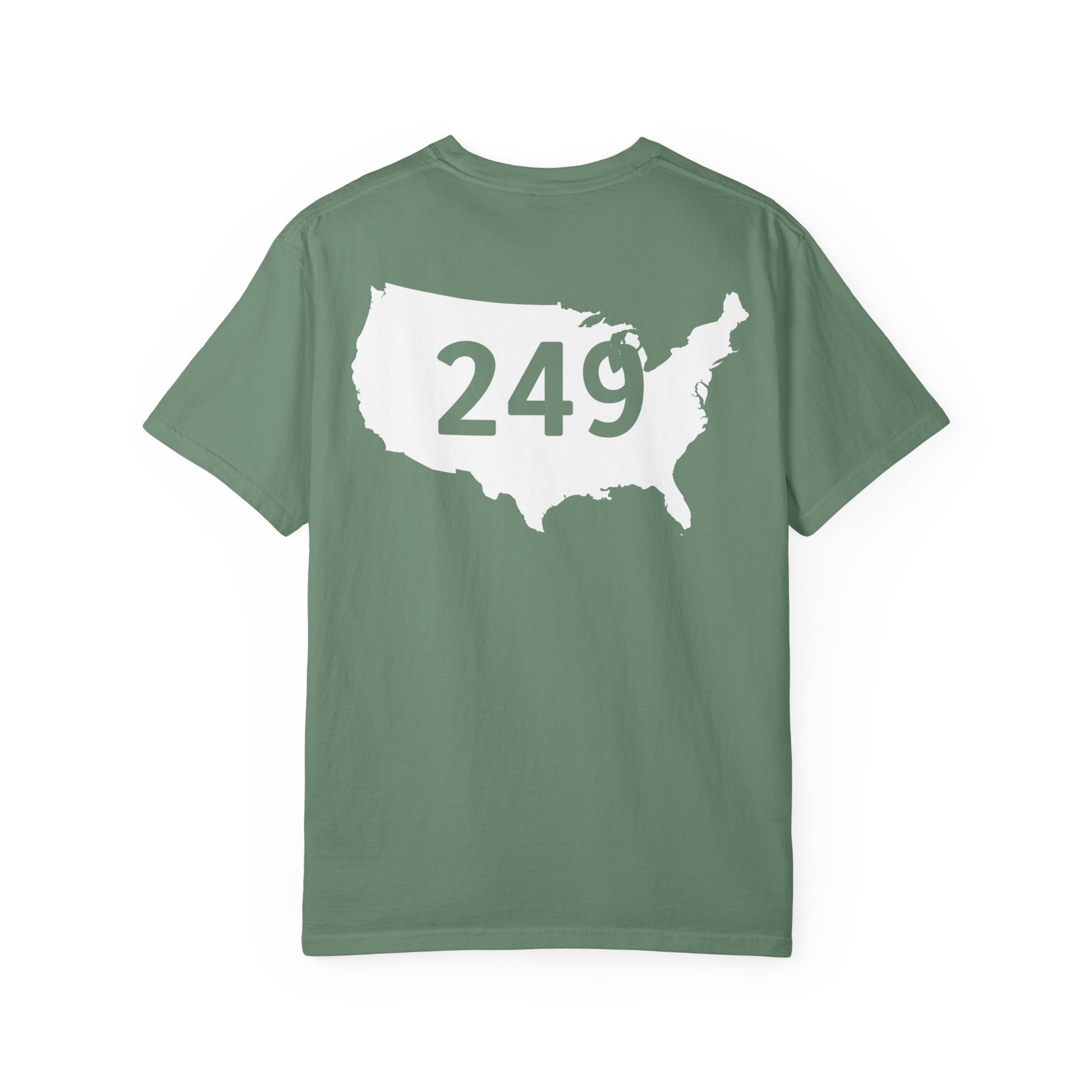 USA 249 Year Unisex Garment-Dyed T-shirt, Patriotic Tee, America Birthday Shirt, Red White Blue, Independence Day Top