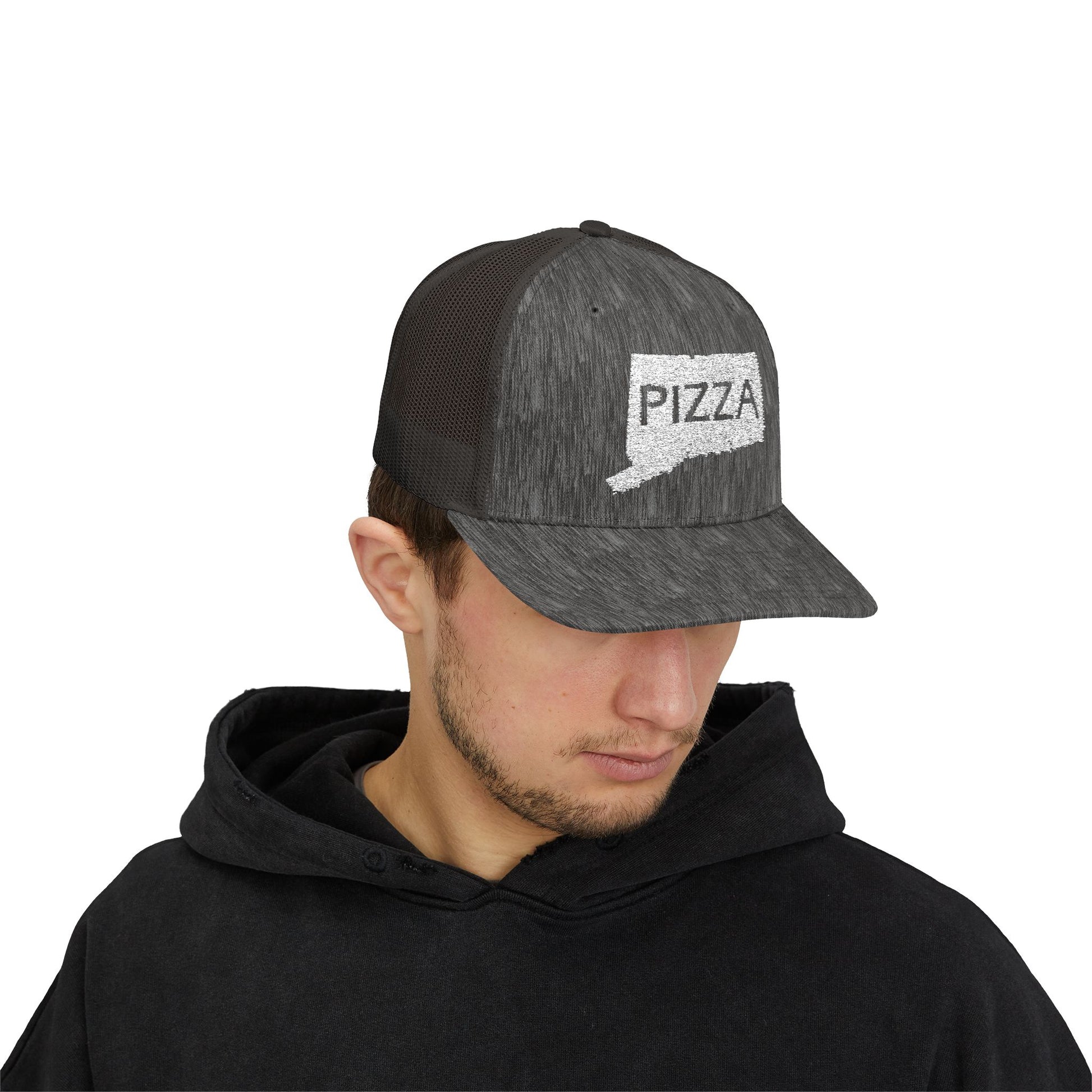 Connecticut Pizza State Snapback Trucker Cap, Hat for Pizza Lovers, Adjustable Baseball Cap, Foodie Gift, State Pride Clothing