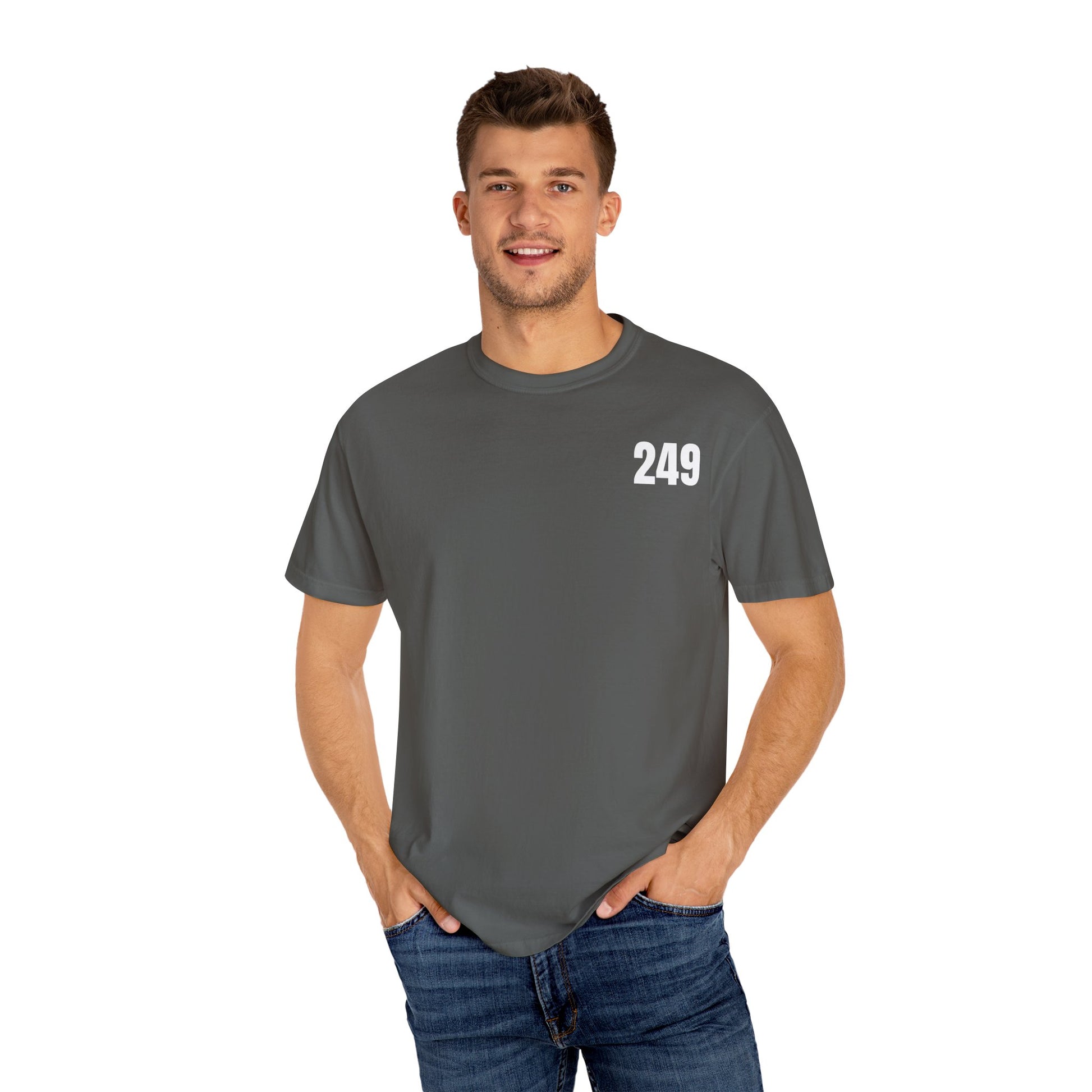 USA 249 Year Unisex Garment-Dyed T-shirt, Patriotic Tee, America Birthday Shirt, Red White Blue, Independence Day Top