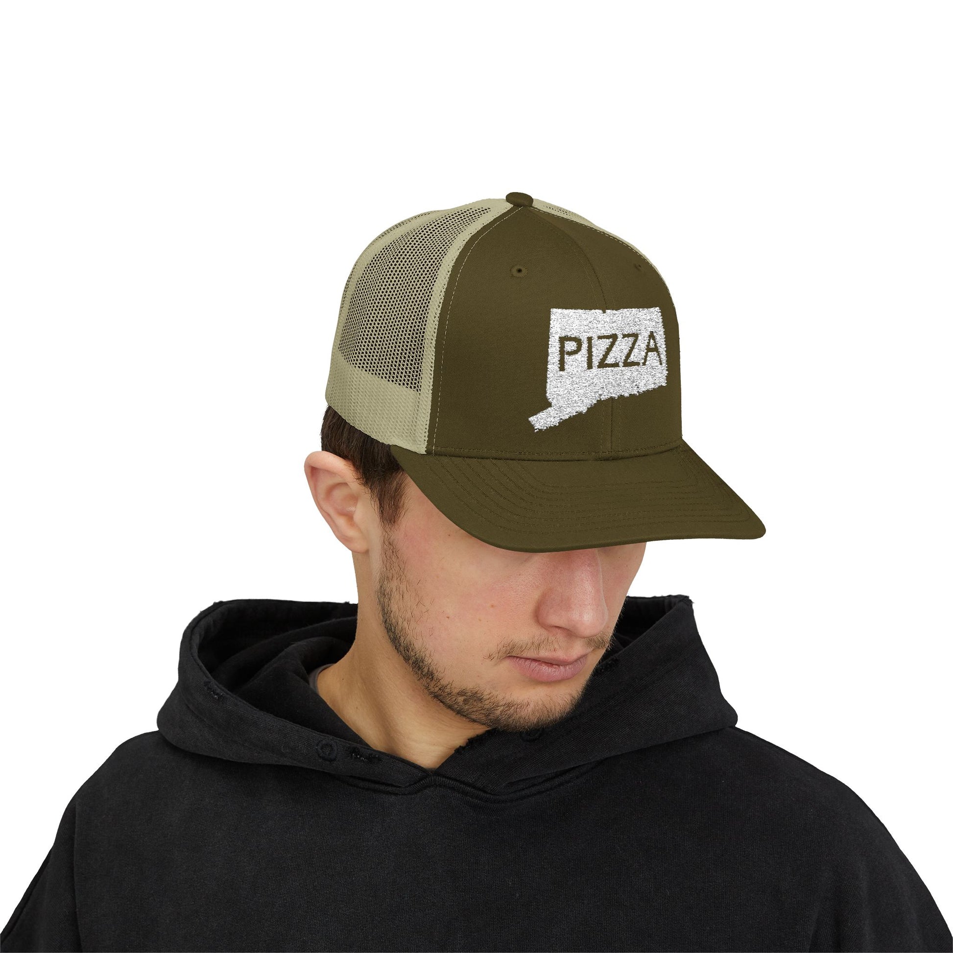 Connecticut Pizza State Snapback Trucker Cap, Hat for Pizza Lovers, Adjustable Baseball Cap, Foodie Gift, State Pride Clothing