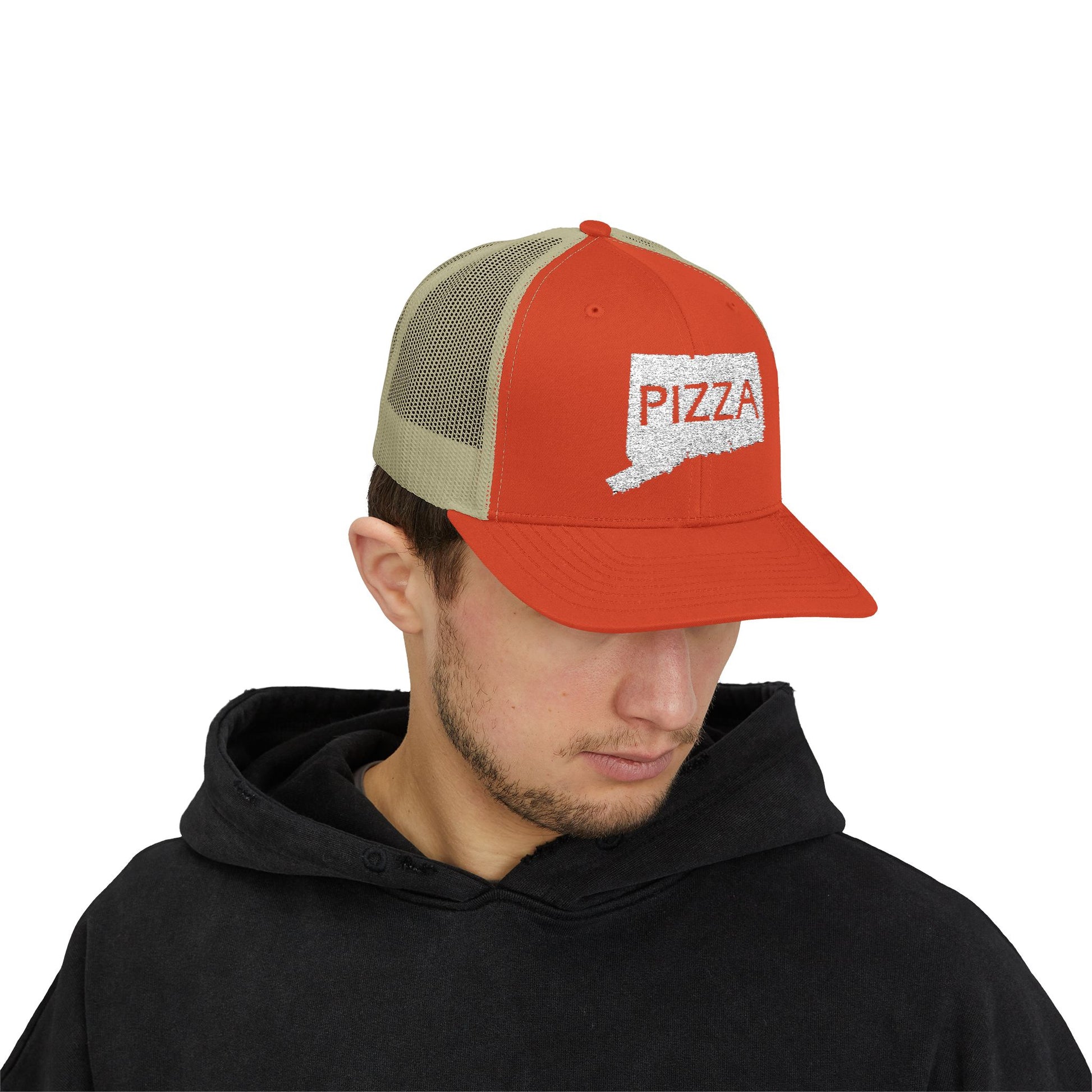 Connecticut Pizza State Snapback Trucker Cap, Hat for Pizza Lovers, Adjustable Baseball Cap, Foodie Gift, State Pride Clothing