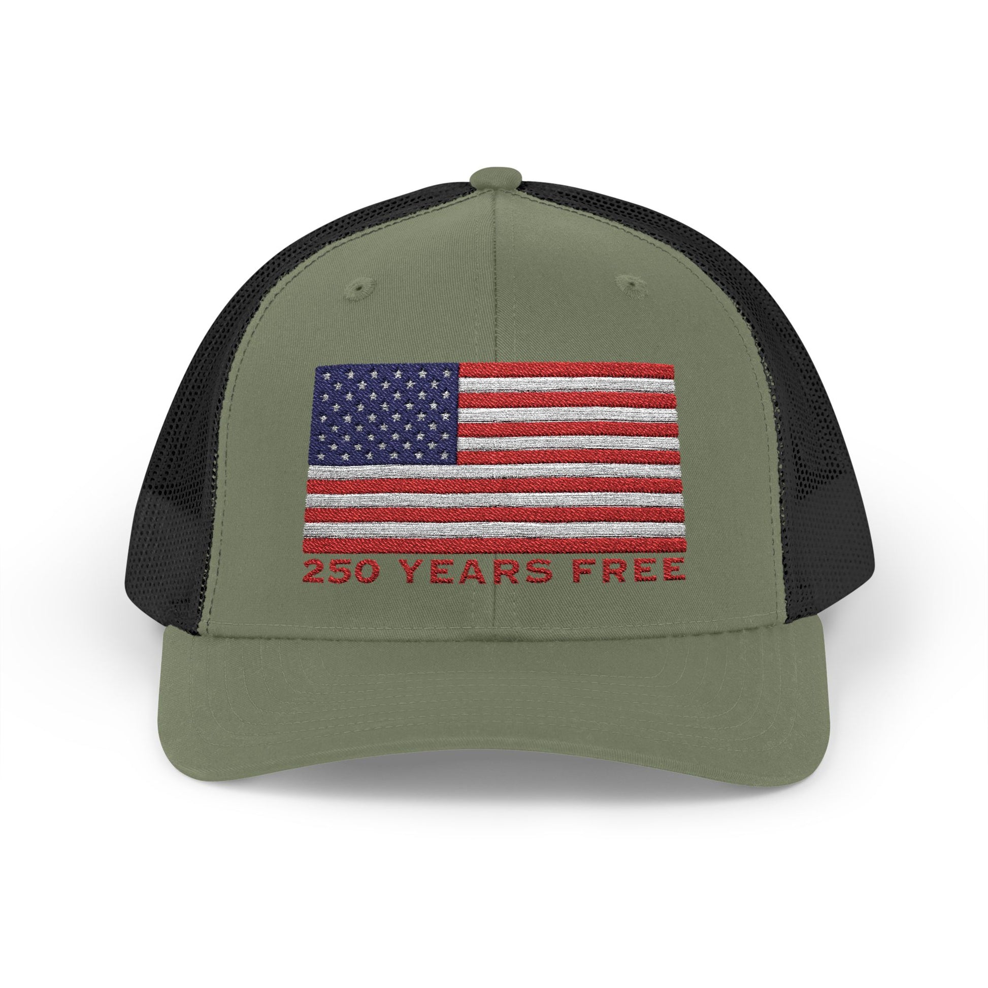 250 USA Patriotic Snapback Trucker Cap | American Flag Hat for Summer, 4th of July, BBQs, Outdoors | USA Stars and Stripes Design