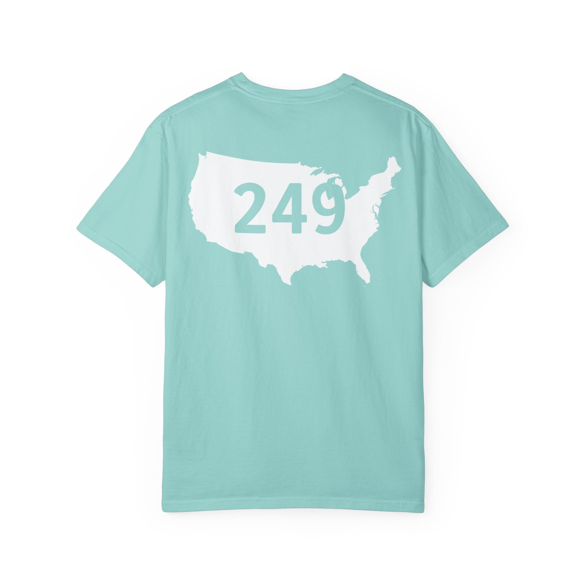 USA 249 Year Unisex Garment-Dyed T-shirt, Patriotic Tee, America Birthday Shirt, Red White Blue, Independence Day Top