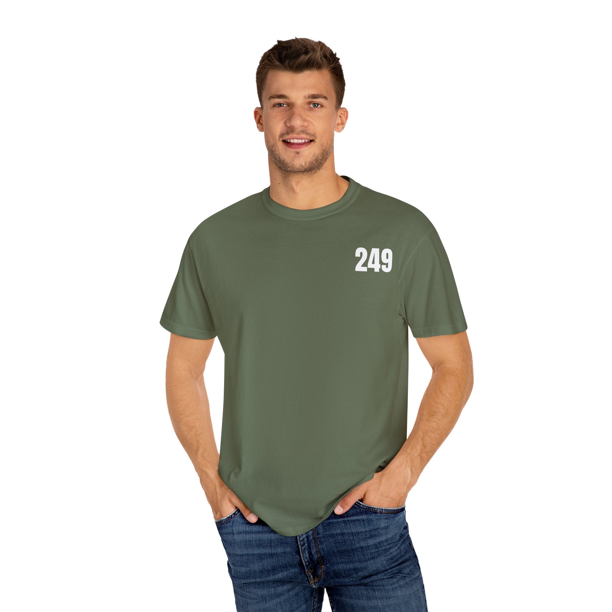 USA 249 Year Unisex Garment-Dyed T-shirt, Patriotic Tee, America Birthday Shirt, Red White Blue, Independence Day Top