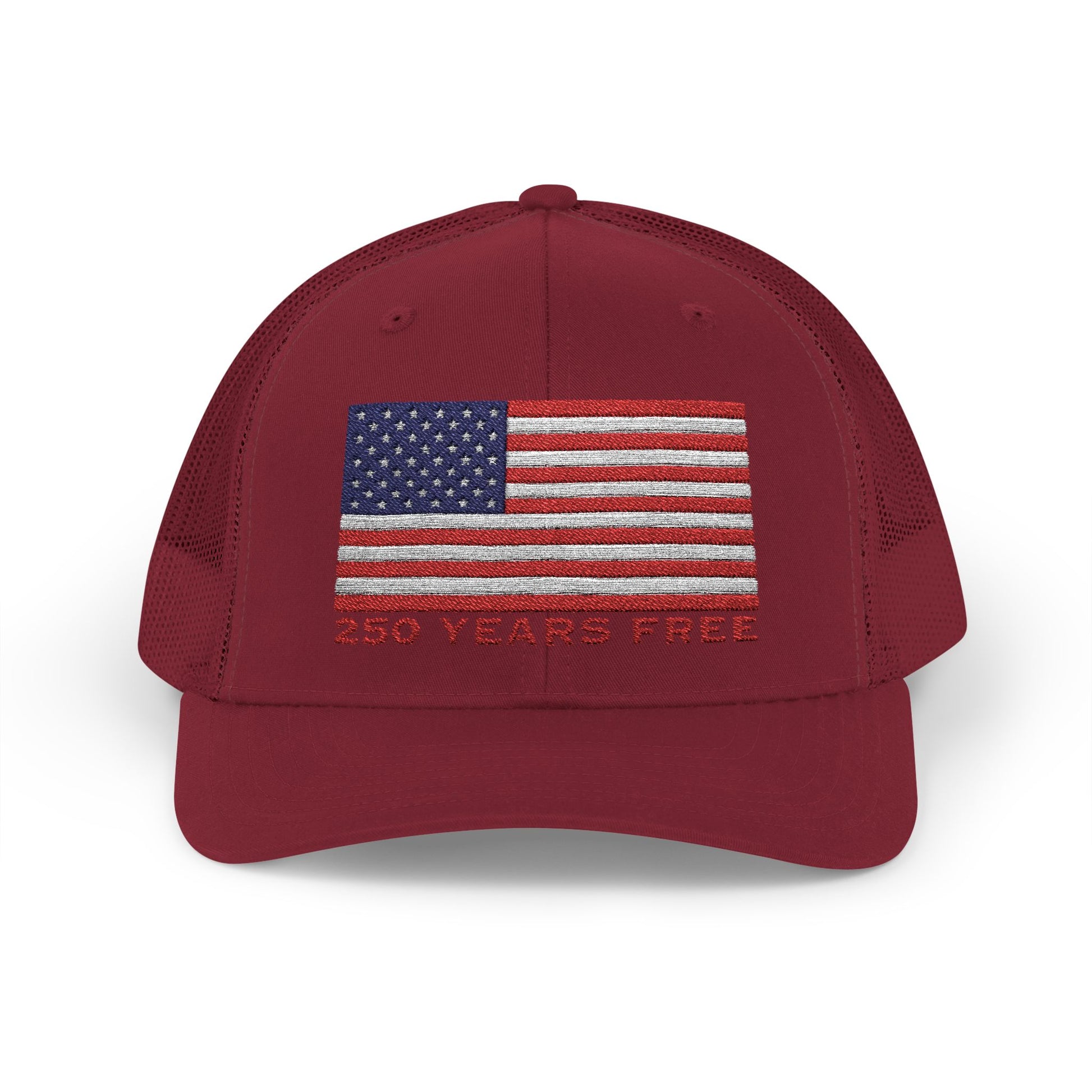 250 USA Patriotic Snapback Trucker Cap | American Flag Hat for Summer, 4th of July, BBQs, Outdoors | USA Stars and Stripes Design