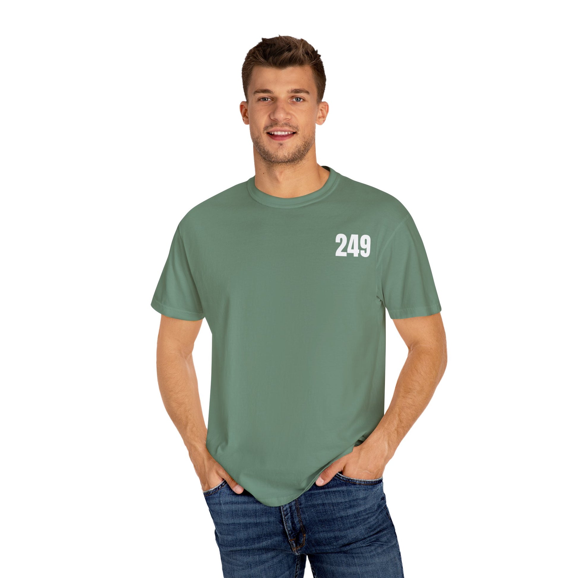 USA 249 Year Unisex Garment-Dyed T-shirt, Patriotic Tee, America Birthday Shirt, Red White Blue, Independence Day Top