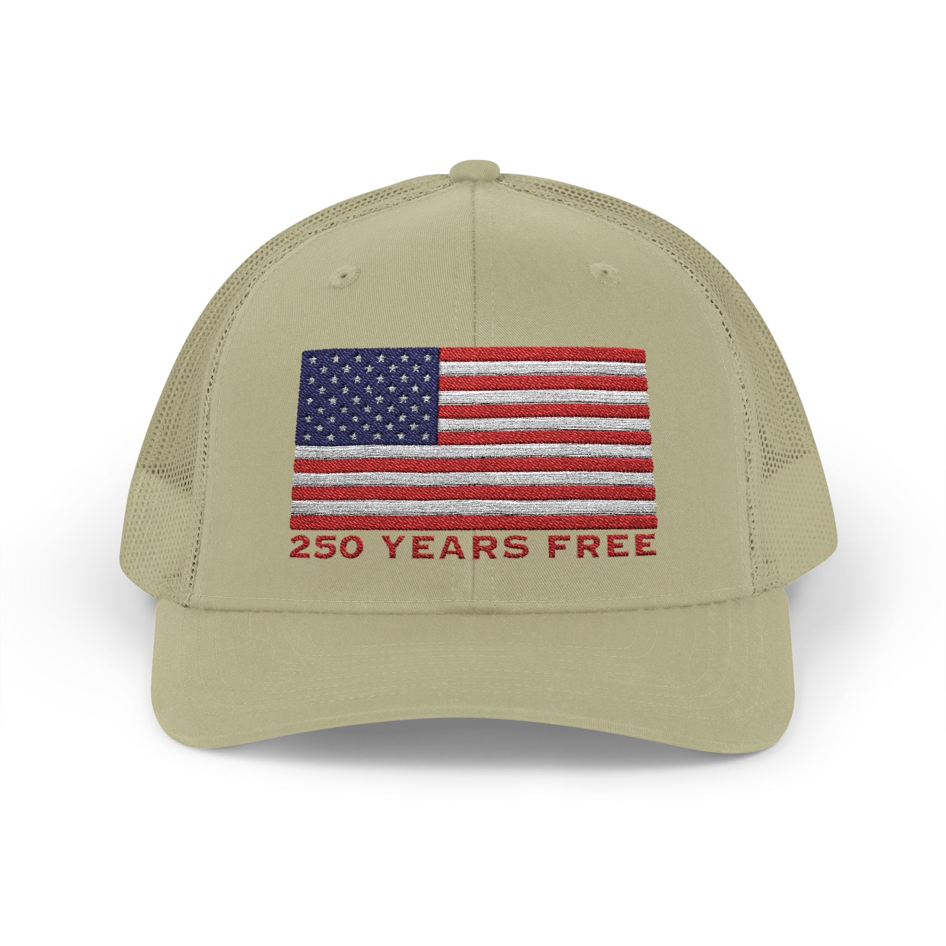 250 USA Patriotic Snapback Trucker Cap | American Flag Hat for Summer, 4th of July, BBQs, Outdoors | USA Stars and Stripes Design