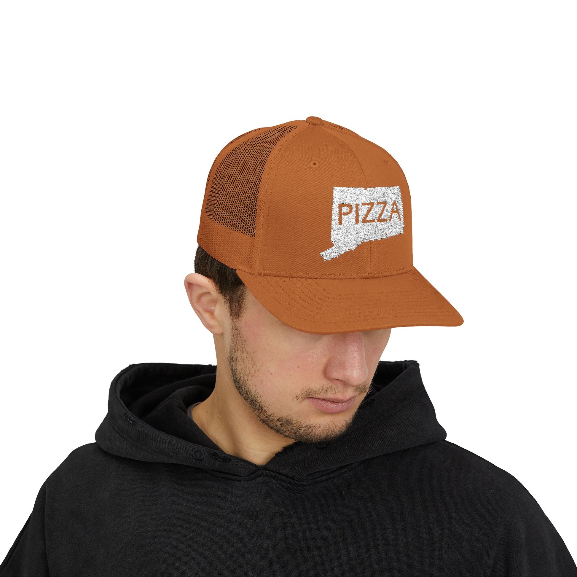 Connecticut Pizza State Snapback Trucker Cap, Hat for Pizza Lovers, Adjustable Baseball Cap, Foodie Gift, State Pride Clothing