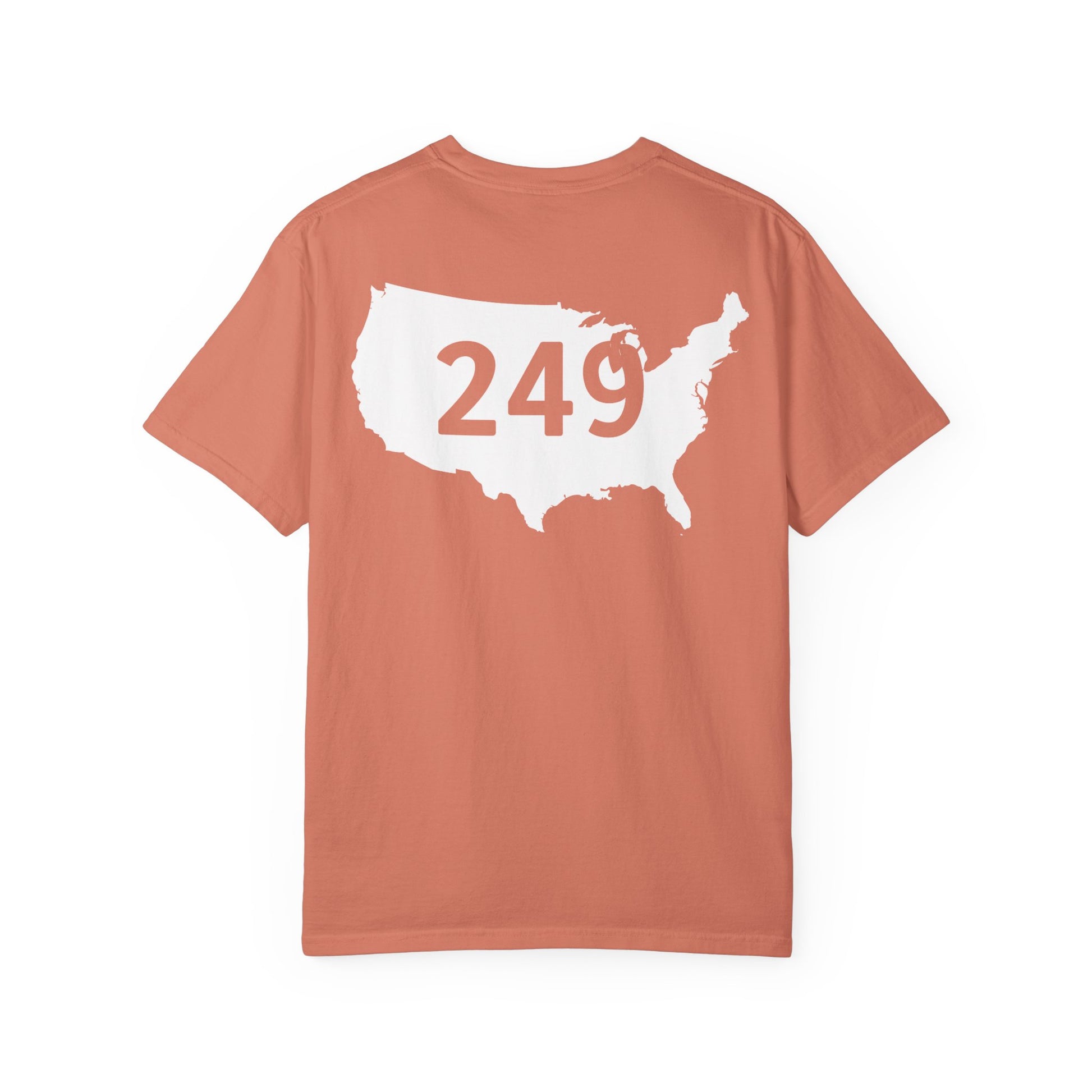 USA 249 Year Unisex Garment-Dyed T-shirt, Patriotic Tee, America Birthday Shirt, Red White Blue, Independence Day Top