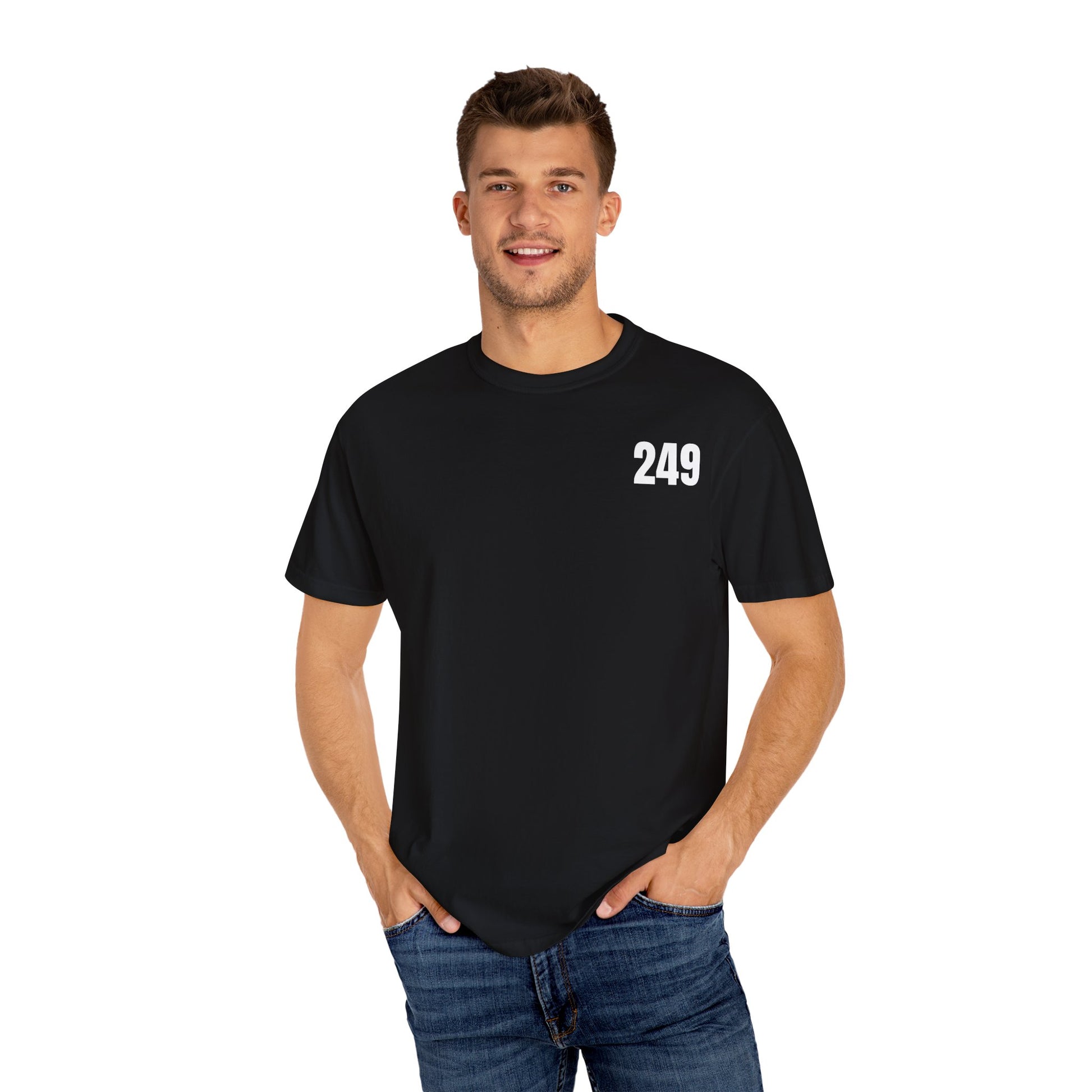 USA 249 Year Unisex Garment-Dyed T-shirt, Patriotic Tee, America Birthday Shirt, Red White Blue, Independence Day Top